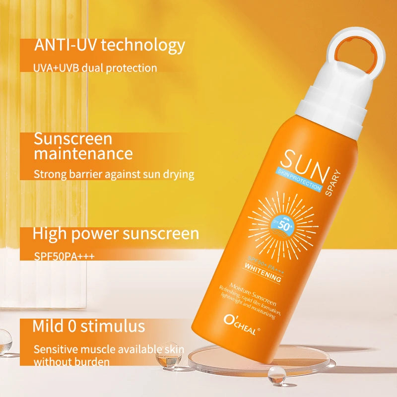 O‘cheal 150ml Sunscreen Spray Anti-aging Anti Wrinkle Moisturizing Whitening Sunscreen Spray Facial Body Neck Skin Care Cream - BlissFully