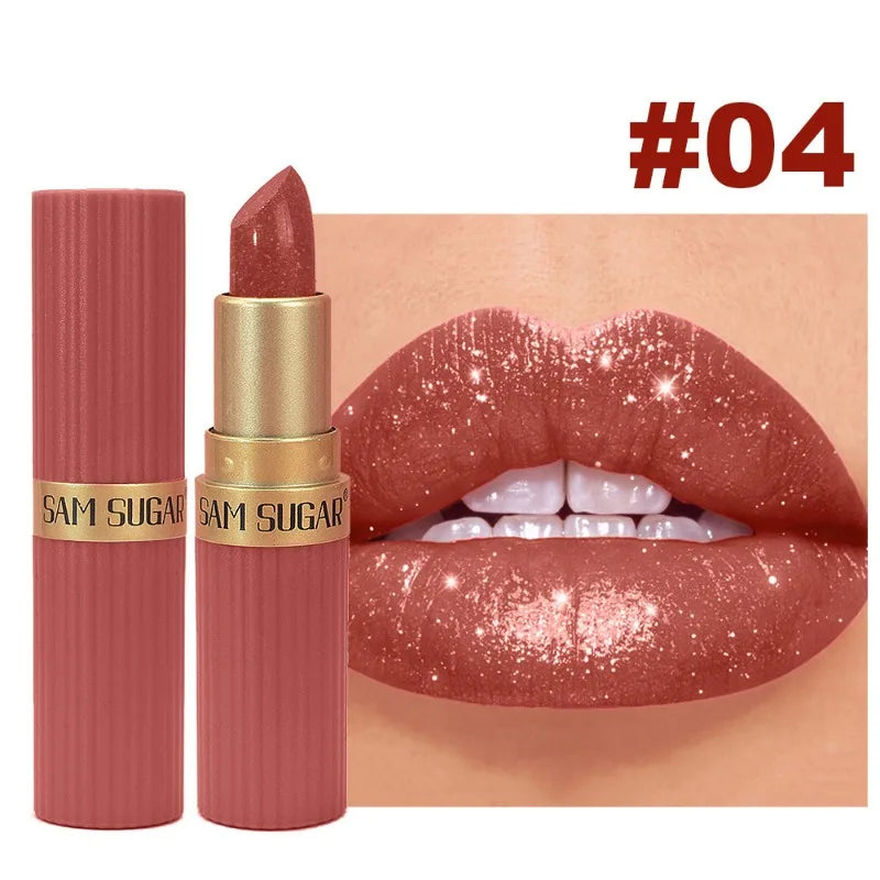 Sparkling Crystal Lipstick Diamond Glitter Metallic Lip Gloss Moisturizes Lips Shimmers with Fine Pearl Brightens Lip Color Balm