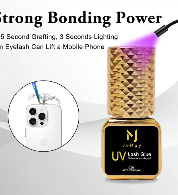 JOMAY 0.5Sec Eyelash Extension Glue Black Fast Dry UV Lashes Glue Black Eyelash Glue Lash Remover For UV Eyelash Extension