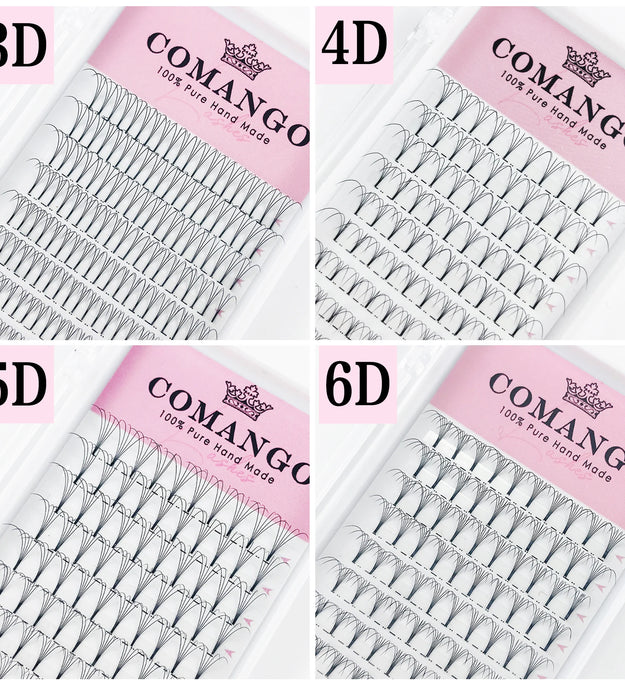 CoMango Premade Volume Fans Short Stem Russian Eyelash Extensions Wide Fans 3D 4D 5D 6D 8D 10D Faux Mink Lashes Wholesale