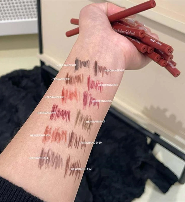 12 Colors Eyeliner Pencil Waterproof Long-lasting Orange Black Brown Easy Wearing Eyeshadow Contour Stick Lying silkworm Makeup