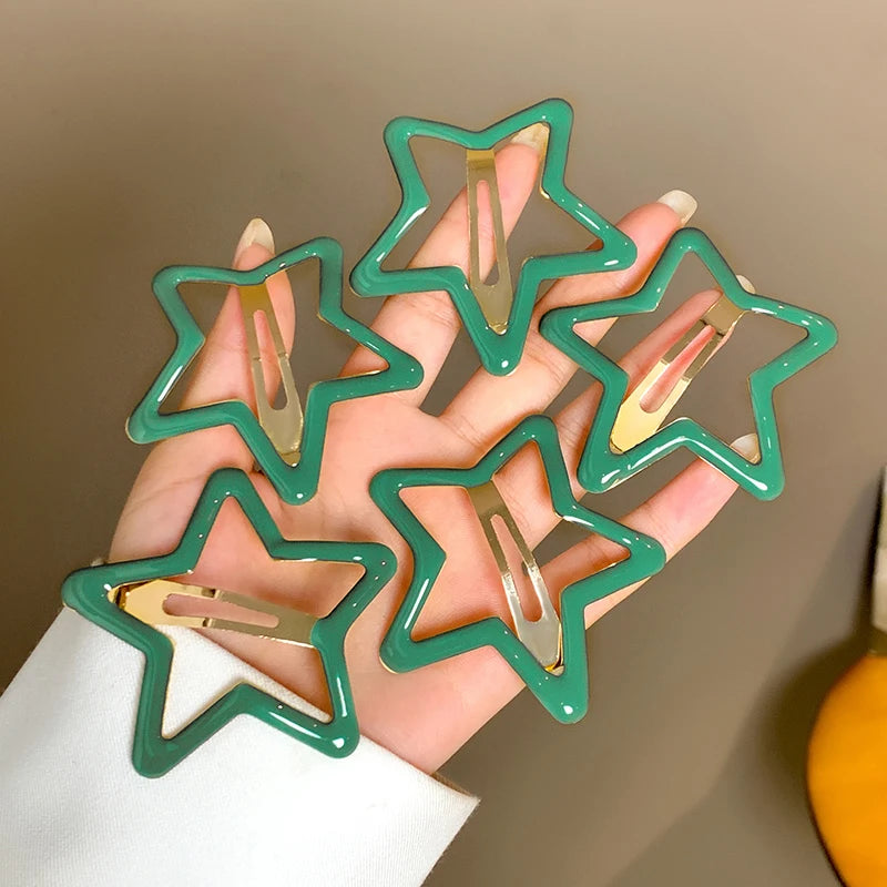 AWAYTR 5 Pcs Hollowed Star Hair Clips Star Snap Hairpins Sweet Headpiece Hair Barrettes Hair Accessories for Girls Dropship