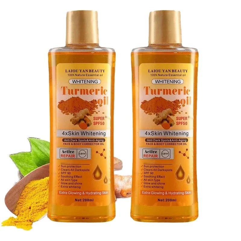 1/2PCS 200ml Turmeric Essential Oil Ginger Deep Hydration Moisturizer Nourishing Smoothing Face Serum Oil Moisturizer Skin Care - BlissFully