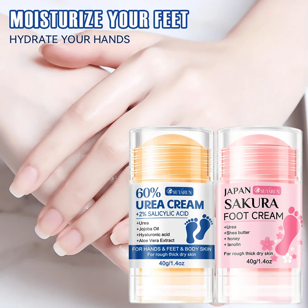 SUYARUN 60% Urea Foot Cream Stick - Moisturizing & Exfoliating, Cracked Heel Repair, Deep Hydration for Dry Feet, Long protect.