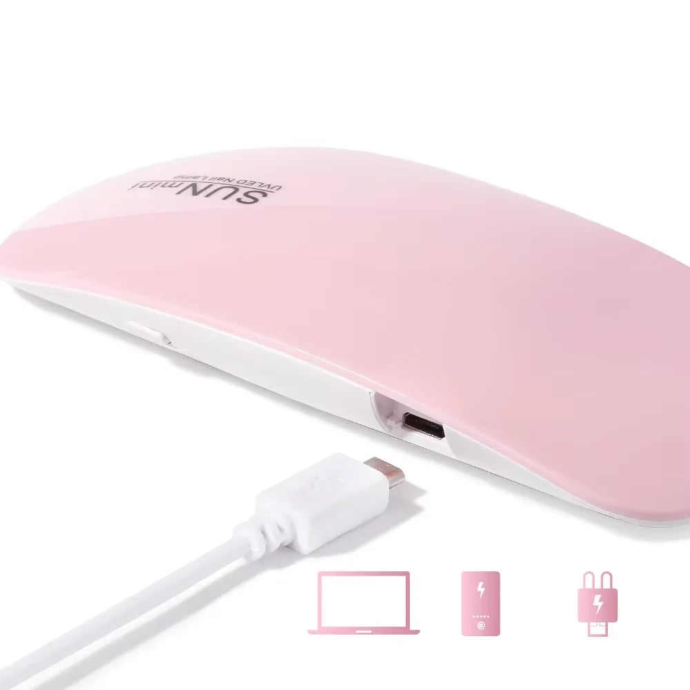 Mini UV LED Nail Lamp 6W for Curing Nail Gel Polish Portable Foldable 120s/60s Timing Manicure Dry Machine Nail Art Drying Tool
