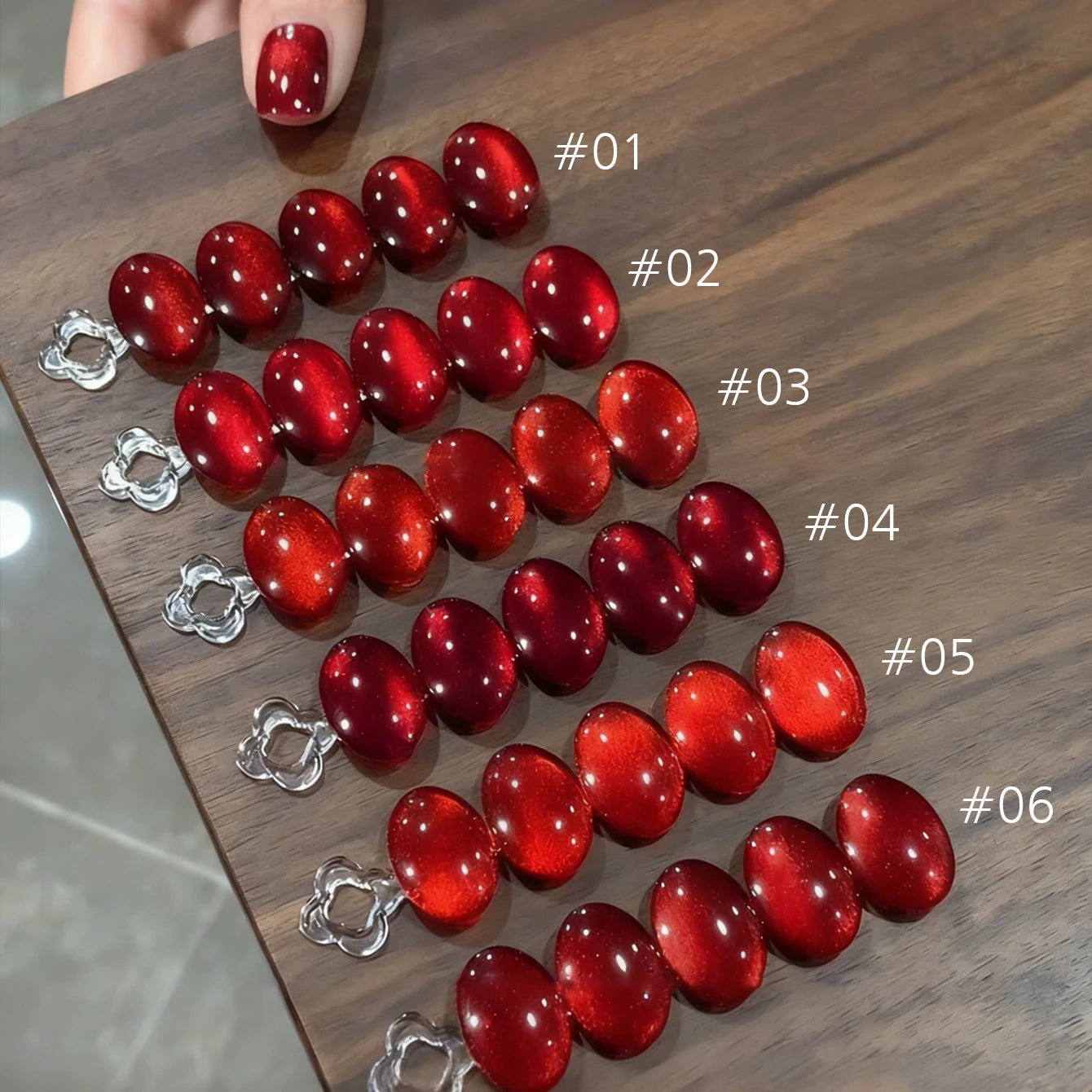 12ML 1-21PCS Winter And Autumn Whitening Red Glass Bead Cat Eye Magnet Gel Nail Polish Christmas Nails Nail Set Nail Art
