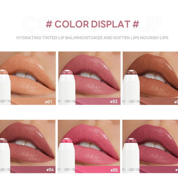 2-in-1 Nude Lipstick Matte Red Lip Balm Moisturizing 6 Colors Sandwich Lipstick Waterproof Long Lasting Non-stick Cup Lip Stick