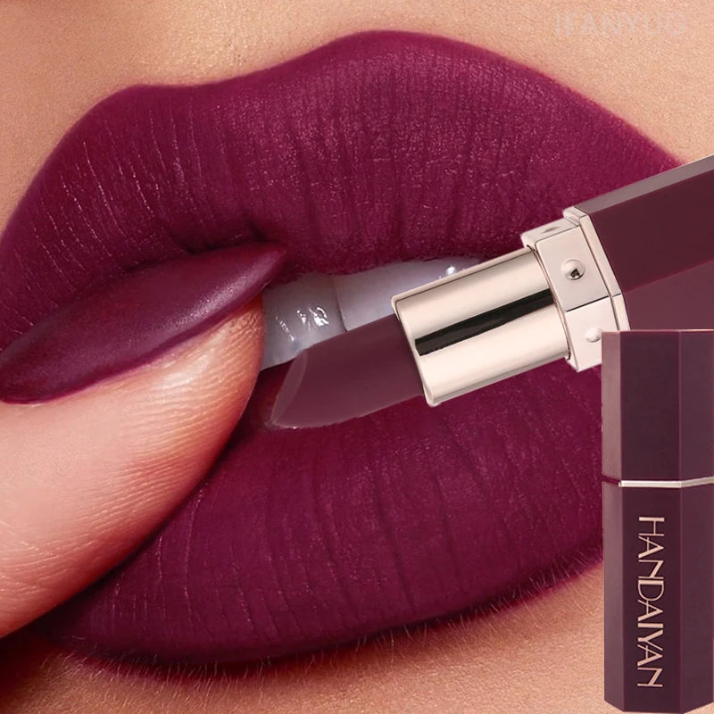 Matte Velvet Lipstick Waterproof Lasting Purple Tint Lip Gloss Non Stick Cup Moisturize Lipstick Not Fading Luxury Lips Makeup