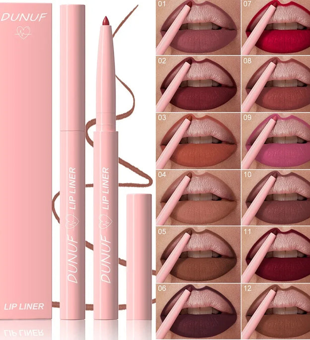 Tapered Nib Lip Liner Pencil Matte Red Brown Plumping Lip Stain Lasting Waterproof Fine Lipstick Slim Lip Outline Contour Makeup