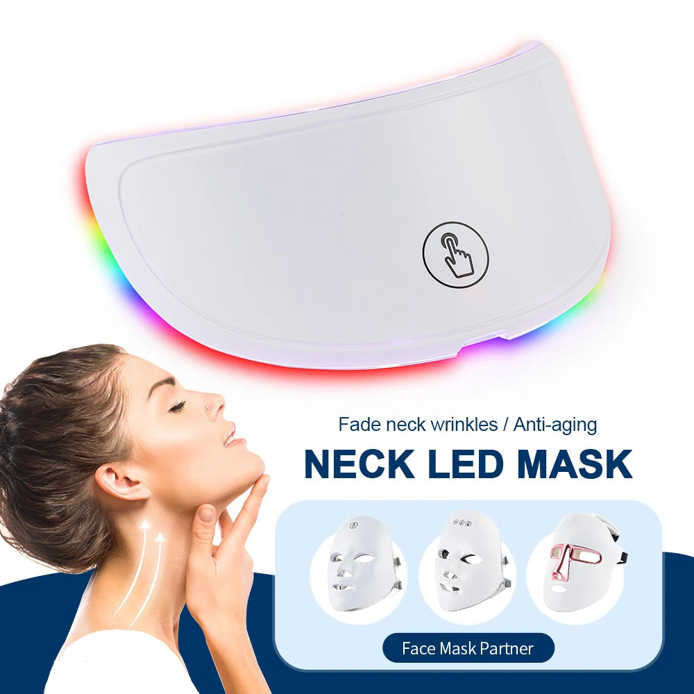 Wireless 7 Colors LED Face Beauty Machine Photon Facial Neck Skin Tighten Rejuvenation Facial Neck Mask - BlissFully