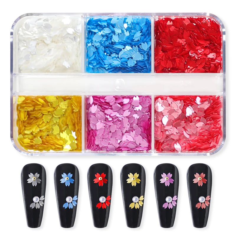 6Grids Holographic Square Nail Art Glitter Sequins Laser Ball Decoration Flakes Manicure Nails Supplies Professional Accessories