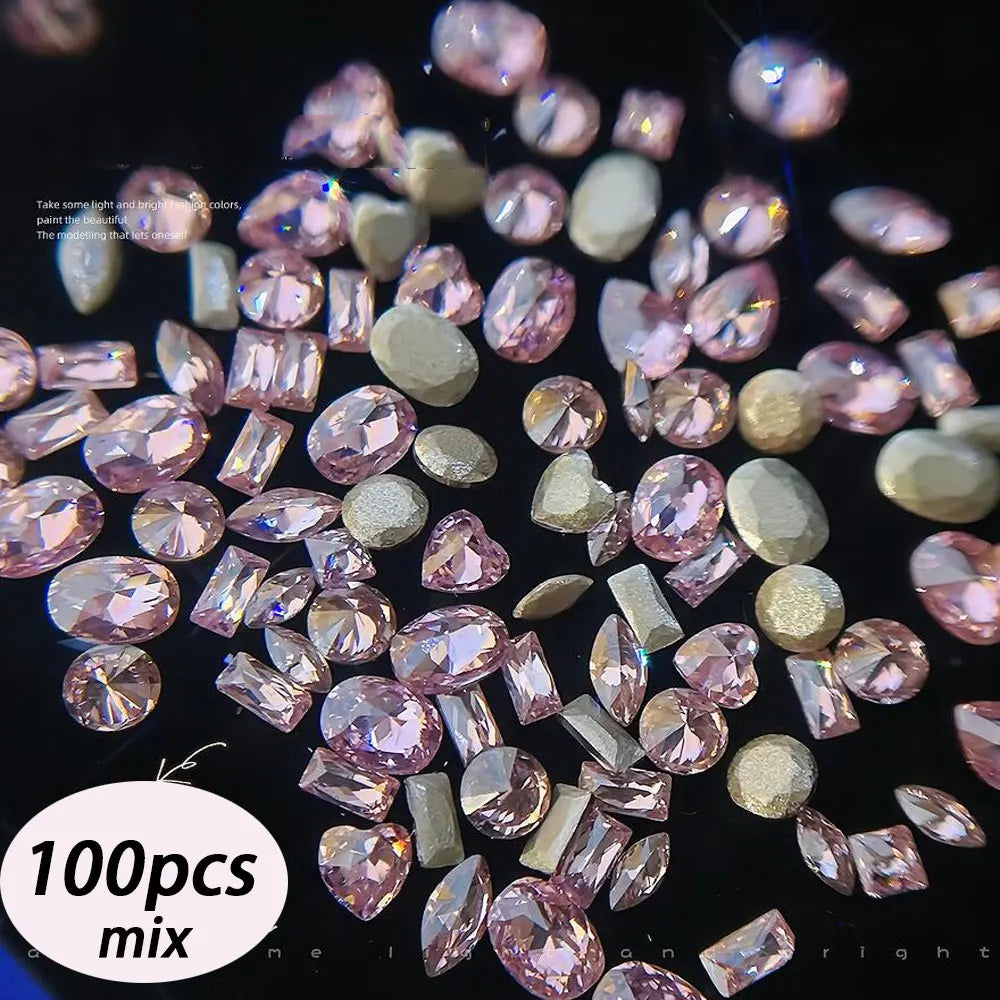 100pcs Shiny Zircon Rhinestones Nail Charms 1.5*3mm Mini Rhombic Nails Gemstones Flatback Nail Art Craft Diamonds Decoration GT5