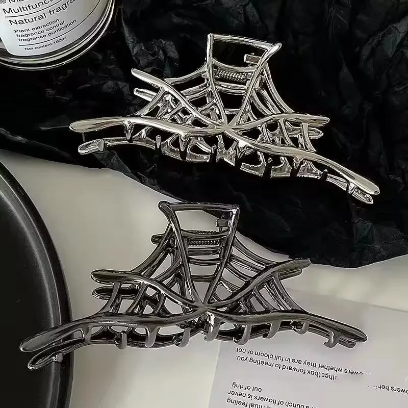 1Pcs Halloween Black Spider Hair Claw Clips with Pearl Charm Design,Metal Gothic Punk Hair Clips Strong Hold Hair Accessories - BlissFully