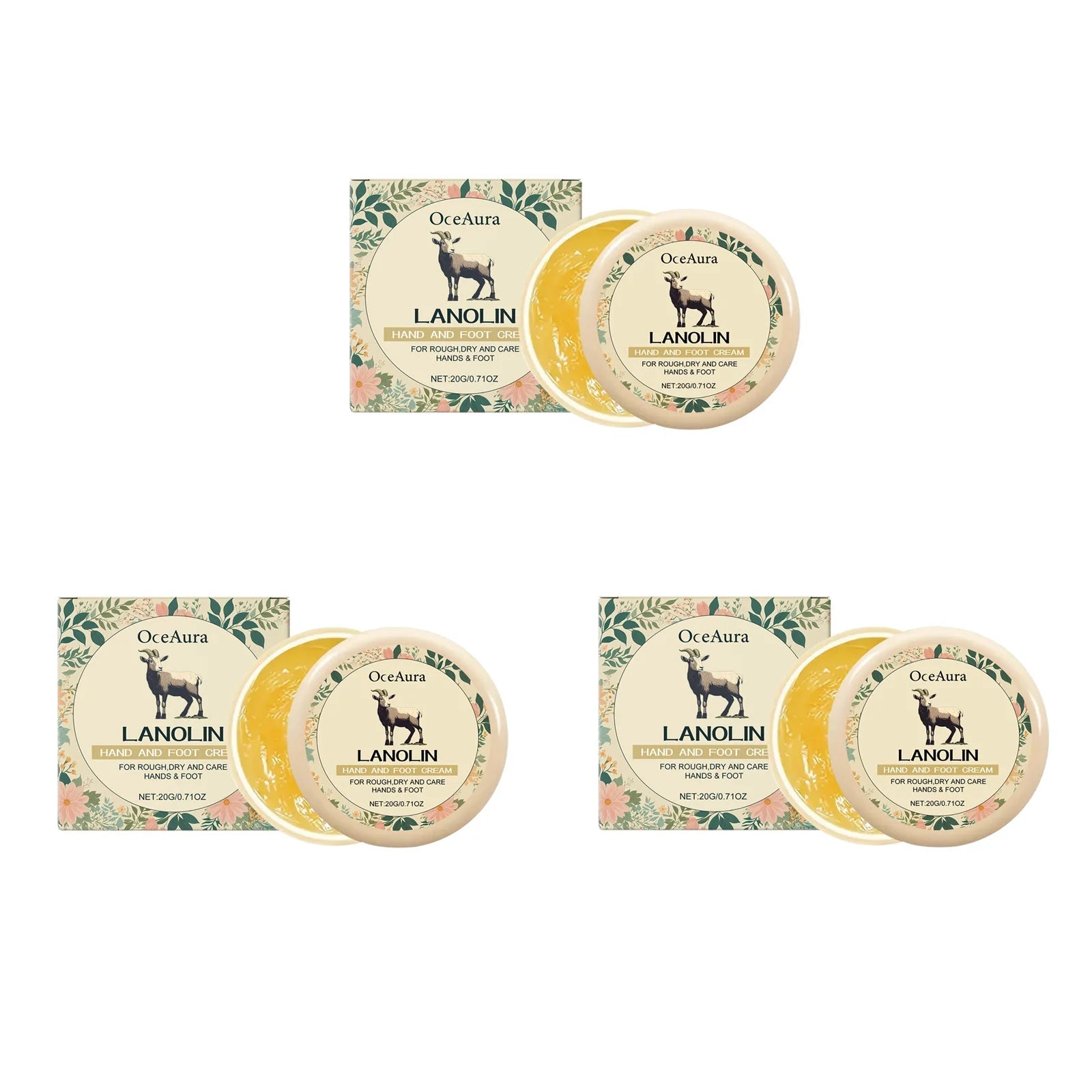 Lanolin Hand Foot Cream Deep Moisturizing Exfoliates Removes Dead Skin Softens Hands Anti-Crack Non-Greasy Hydration Cream