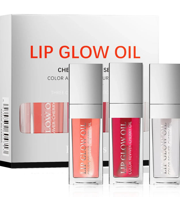 Crystal Jelly Moisturizing Lip Oil Set Plumping Lip Gloss Makeup Sexy Plump Lip Glow Oil Tinted Lip Plumper Set
