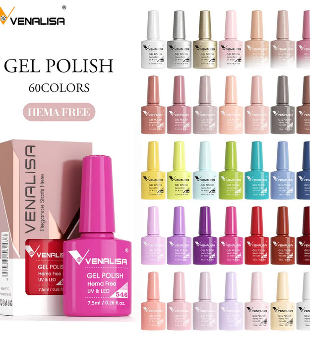 Venalisa HEMA TPO FREE Nail Gel Polish Glitter Gorgeous Full Coverage Soak Off UV LED French Nail Jelly Pink Nude Collection