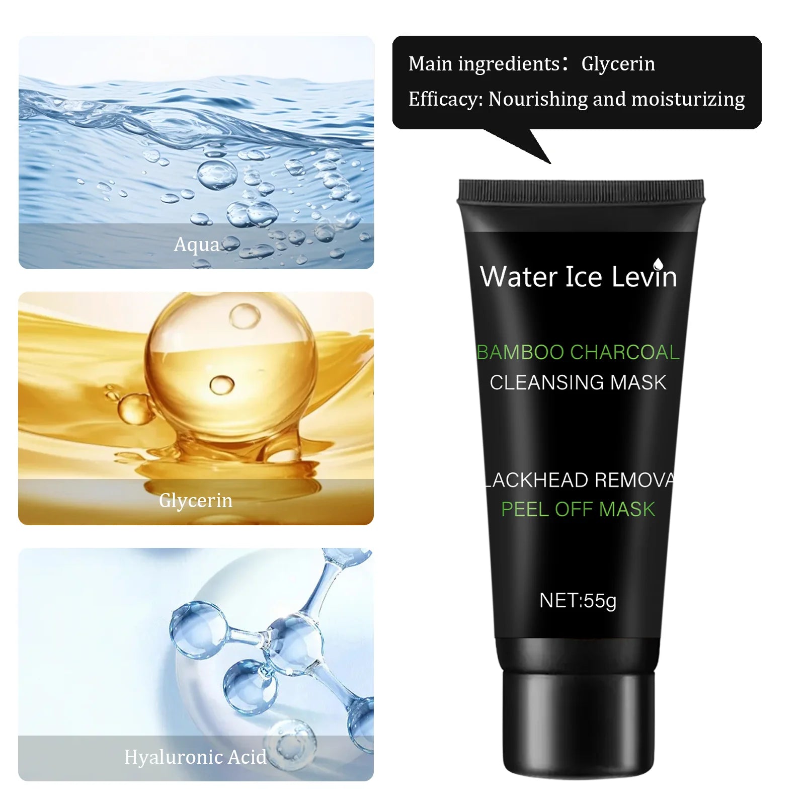 Bamboo charcoal cleansing mask Blackhead Removal Deep Mask Deep Cleansing Cleansing Exfoliating Mask Treatment Black Mask