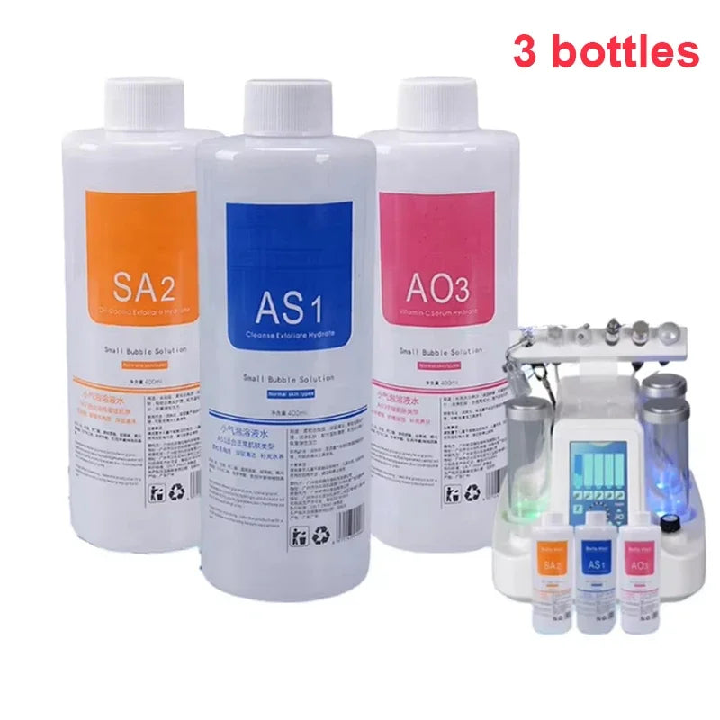 3 Bottle AS1 Hydro Aqua Peel Solution Facial Skin Care Face Serum For Hydra Dermabrasion Small Bubble Machine Skin Deep Cleaning - BlissFully