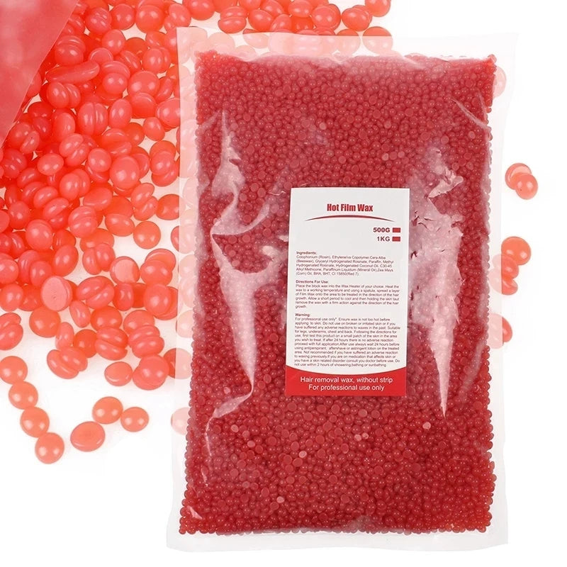 500g Hard Wax Beans Solid Hair Remover No Strip Depilatory Hot Film Wax Bead Hair Removal for Full Body Bikini Face Leg Eyebrow