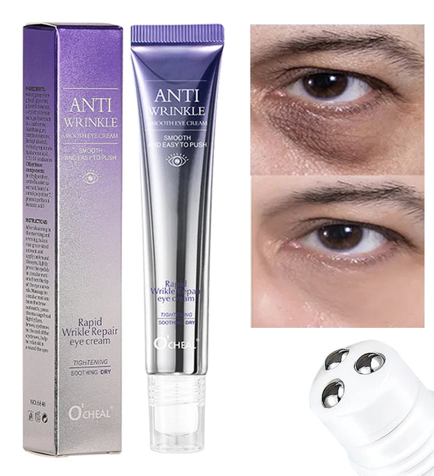 O'CHEAL Anti Wrinkle Anti Dark Circle Eye Cream Roller Massager Moisturizing Eye Bags Anti Aging Hyaluronic Acid Eye Skin Care - BlissFully