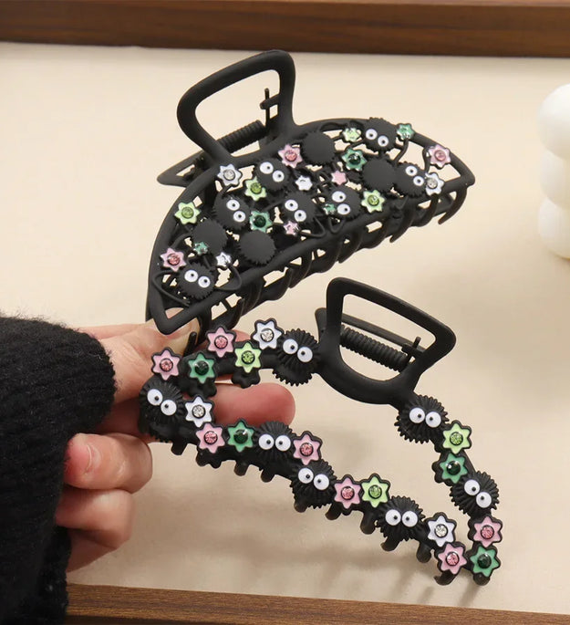 Small Fun Cinderblock Hair Claw Cute Black Cartoon Hair Clip Japan Wacky Claw Clip Shark Clip Hair Accessories for Women Girls