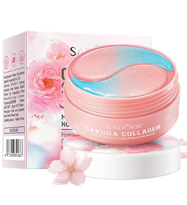 60pcs SADOER Sakura Collagen Eye Mask Anti Dark Circles Eyes Bags Removal Moisturizing Firming Eye Patches Skin Care for Eyes
