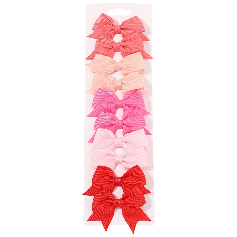 10Pcs/Set New Cute Solid Ribbon Bowknot Hair Clips for Baby Girls Handmade Bows Hairpin Barrettes Headwear Kids Hair Accessories - BlissFully