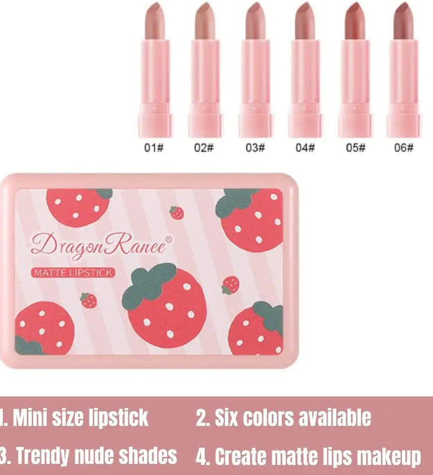 6 Colors Matte Lipstick Set, Matte Lipsticks, Mini Size Lipstick, Waterproof，Long Lasting Matte Velvet Lipstick