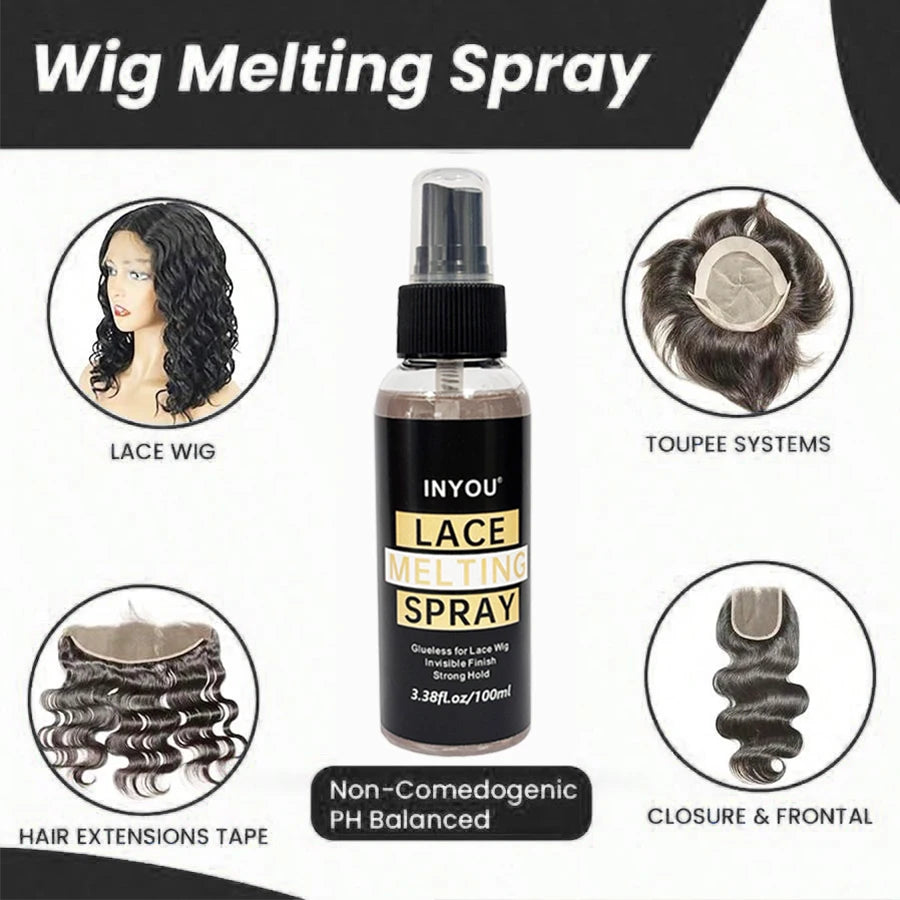 100ML Lace Wig Melting And Holding Spray Strong Natural Finish Wig Adhesive Glue for Lace Front Melt Super Hold Hair Spray - BlissFully
