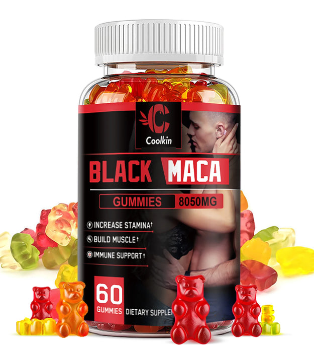 Black Maca Gummies - Performance and Mood Supplement, Supports Natural Health, Muscle Growth, Energy - 60 Gummies