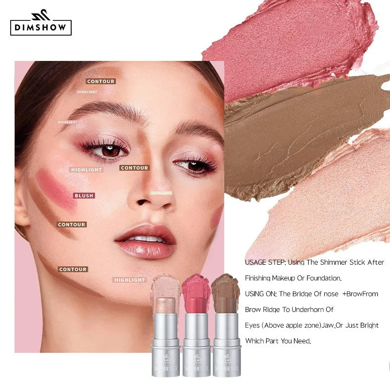 Face Brown Contouring Bronzer Stick Multifunctional Highlighter Blush Silkworm Brightening Sculpt Facial Outline Shadow Cosmetic