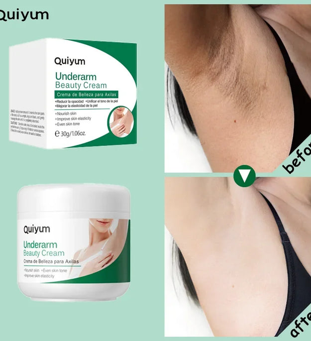 Quiyum Underarm Body Cream Armpit Legs Knee Elbow Cream Dull Remove Dark Spots Melanin Brighten Skin Care 30g