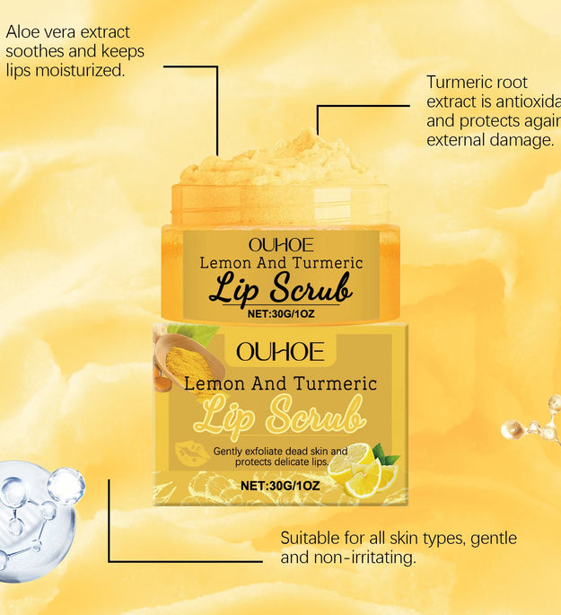Turmeric Lemon Lip Scrub Exfoliating Remove Dead Skin Reduce Fine Lines Prevent Dry Nourishing Hydrating Anti Cracked Lip Scrub