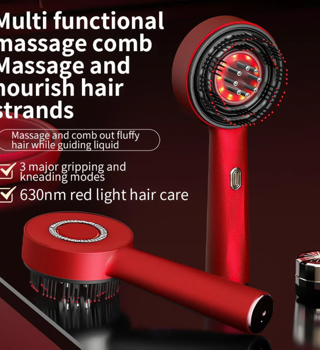 Electric Massage Comb with Vibration Red Light Therapy Scalp Brush Hair Growth Anti-Hair Loss Liquid Oil Applicator Hair Care