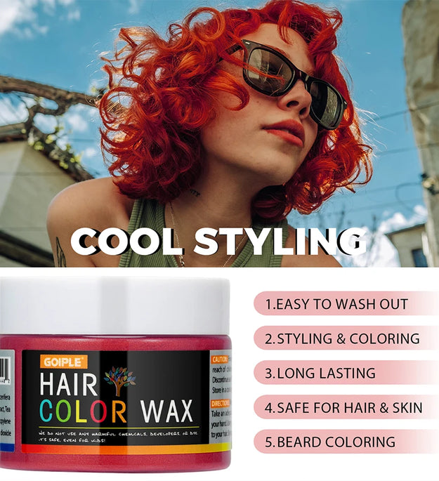 Halloween Hair Colour Wax Easy To Wash DIY Dye Hair Mud Immediate Dying for Eyebrow Beards Coloring Temporary Hair Colour Cream - BlissFully