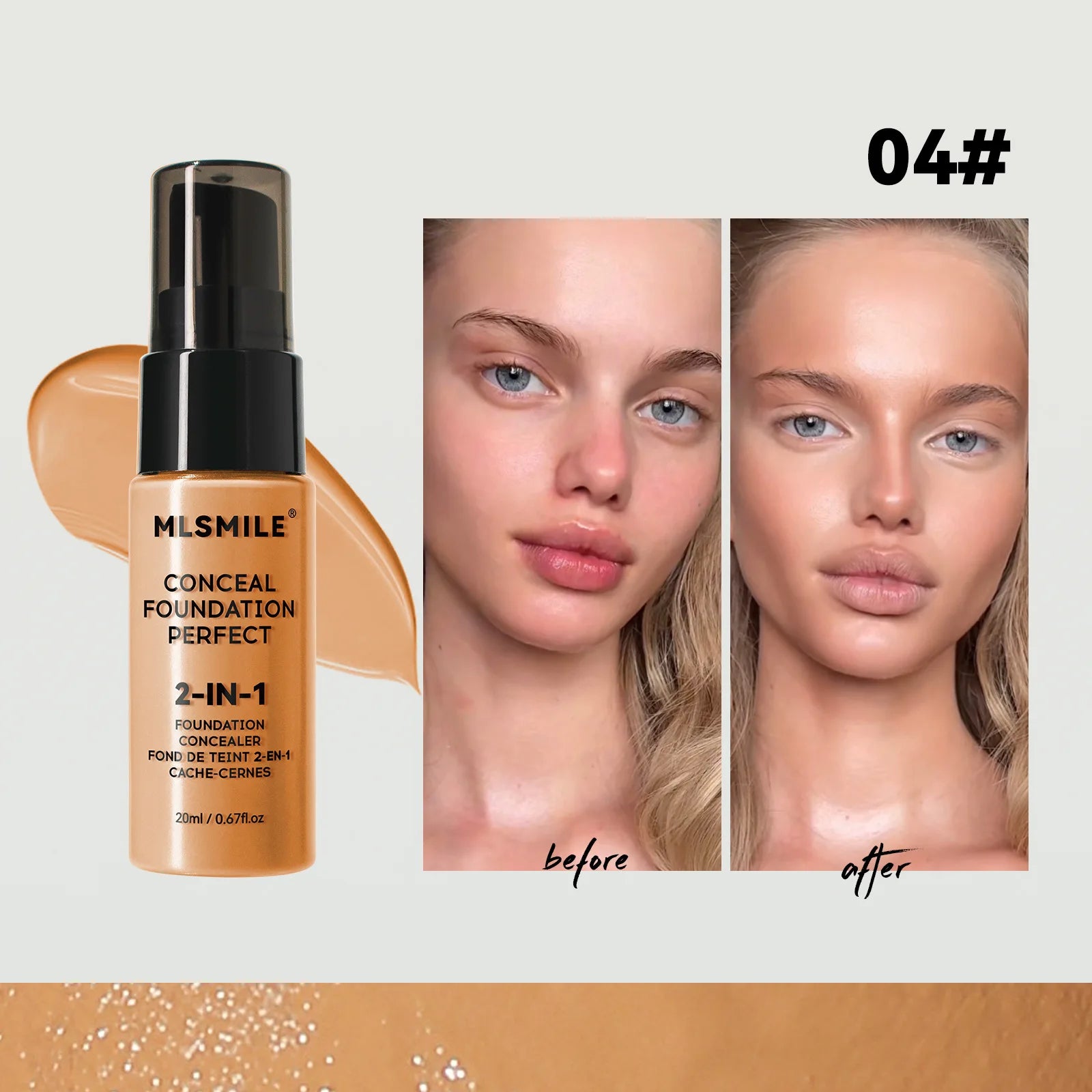 MLSMILE 6 color Powder Foundation long-Lasting Waterproof, Moisturing Sweat resistant and easy to open Oil-control concealer