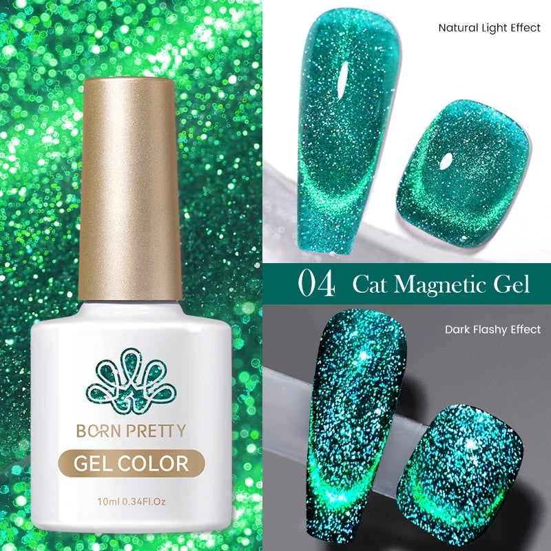 BORN PRETTY 10ml Dark Red Cat Magnetic Gel Nail Polish for Winter Nails DIY Jelly Glass Silver-Light Varnis Semi Permanent