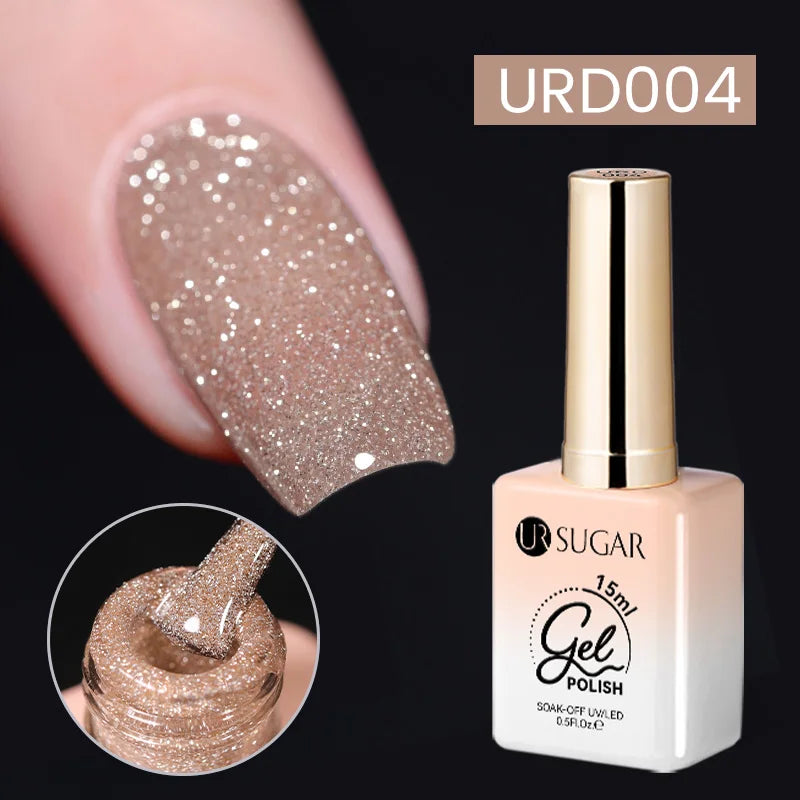 UR SUGAR 15ml Sliver Reflective Nail Gel Polish Shining Glitter Semi Permanent Soak Off UV Gel Sparkle Effect Nail Art Manicure