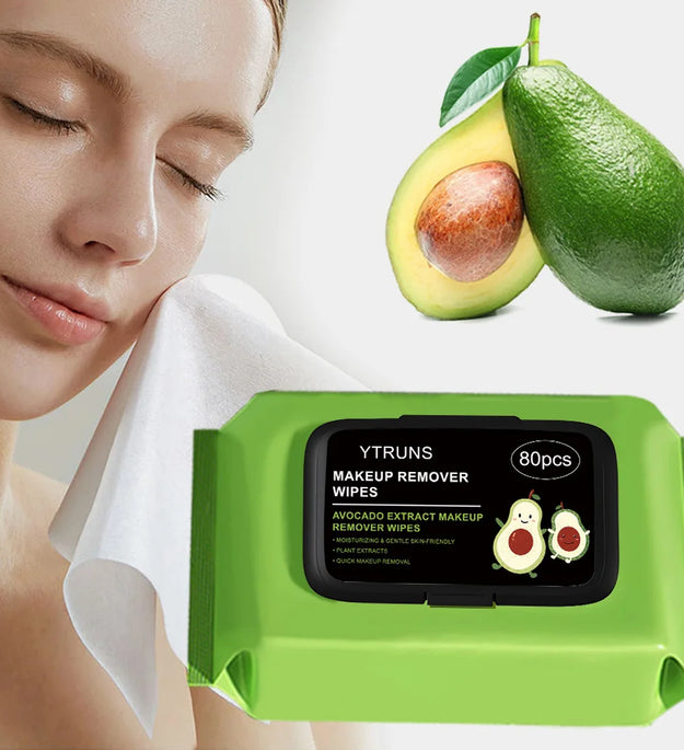 80 PCS Avocado Scented Makeup Removing Wipes - Deep Cleansing, Travel-Friendly, Single-Use