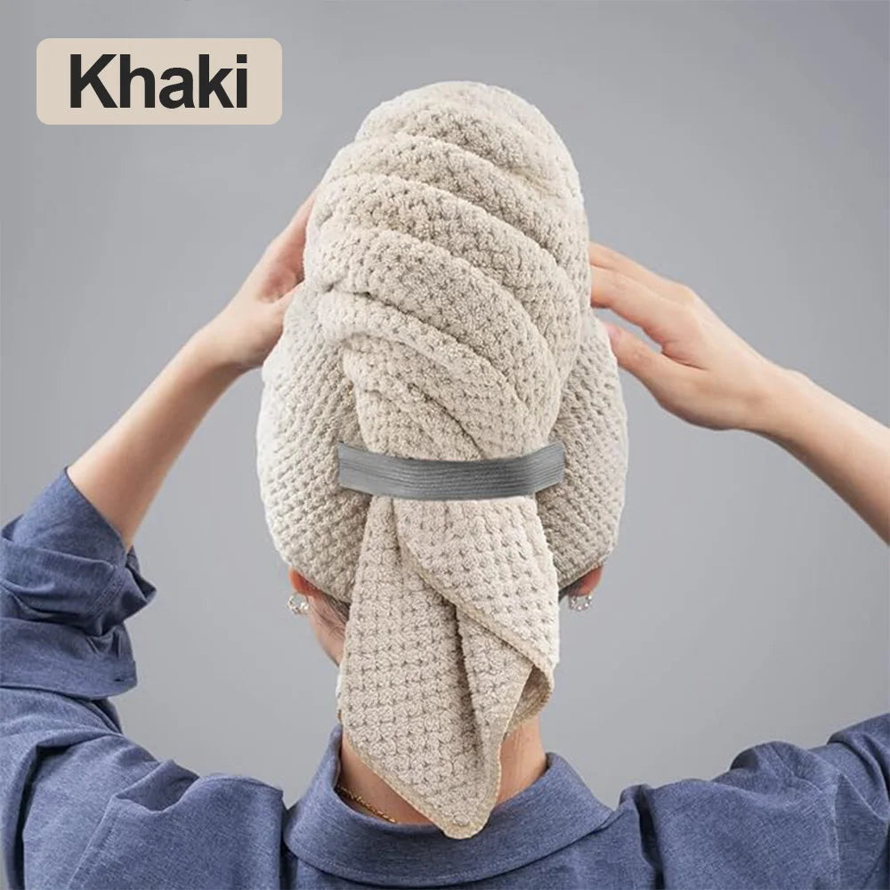 Microfiber Hair Towel Extra Large Wrap Quick Dry Hair Towel Wrap With Elastic Band , Ultra Absorbent Soft Hair Towel Wrap Turban - BlissFully