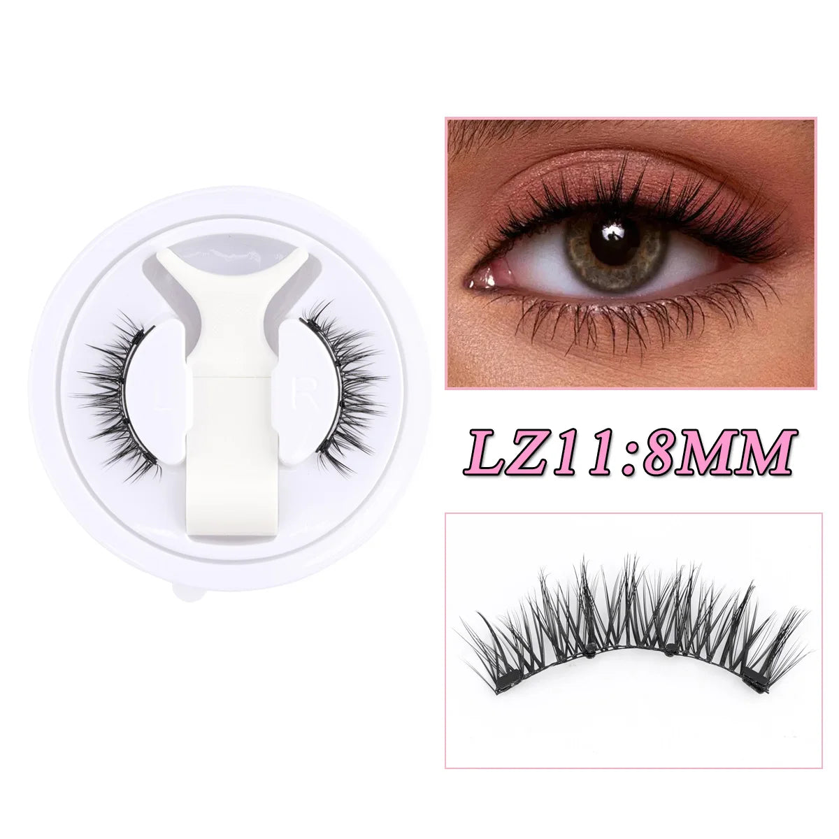 1 Pair Reusable Magnetic Lashes 3D Natural Fluffy Magnetic False Eyelashes No Glue Needed Lashes with Tweezer Set Make up Tools