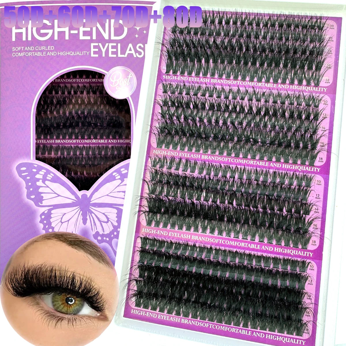 20Rows Lash Spikes Eyelash Clusters Volume Individual Lashes Wispy Eyelashes DIY Spiky Lash Extension Manga Clusters Eyelashes