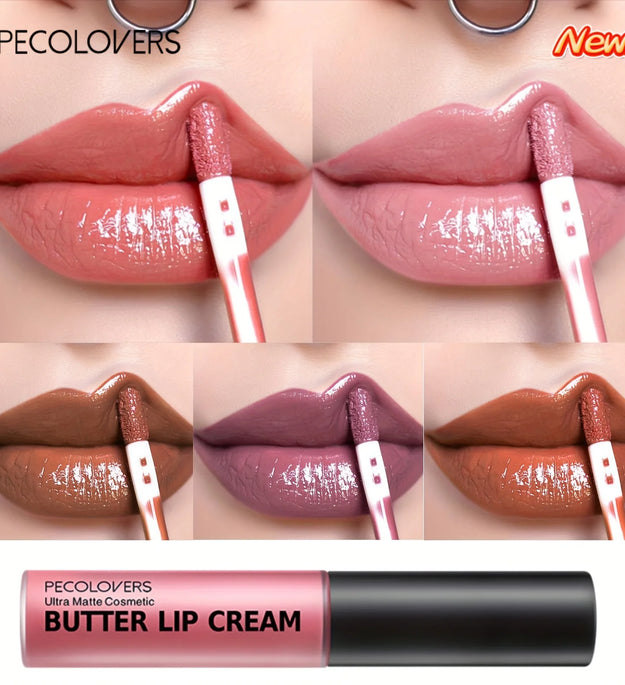 Butter Lip Cream Liquid Lipstick, Non-Sticky, Moisturizing High Pigment For Nude Red Sexy Lip Makeup Cosmetic