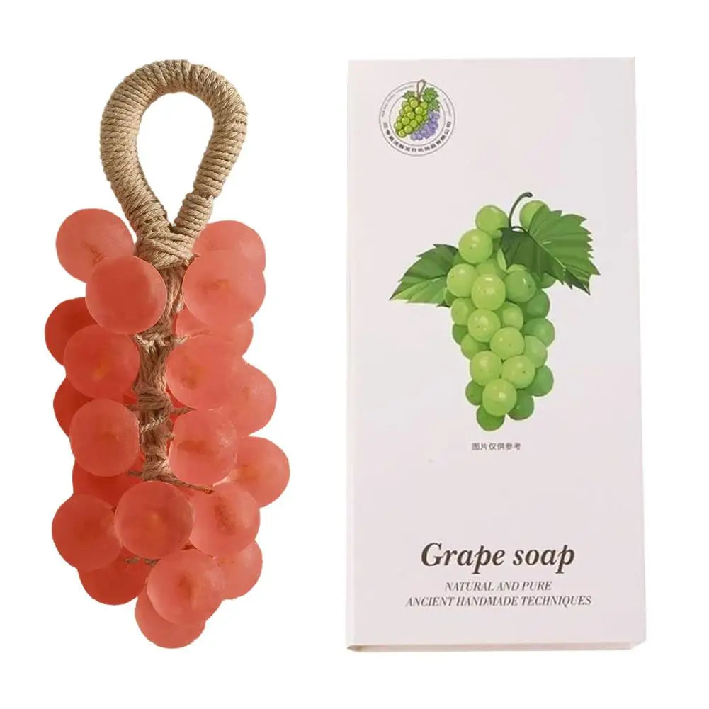 Grape Soap on a Rope with Box Christmas Gift, Handmade Grape Cluster Shape Soap Bar, Aromatic Bath Hand Wash Gift Home Decor