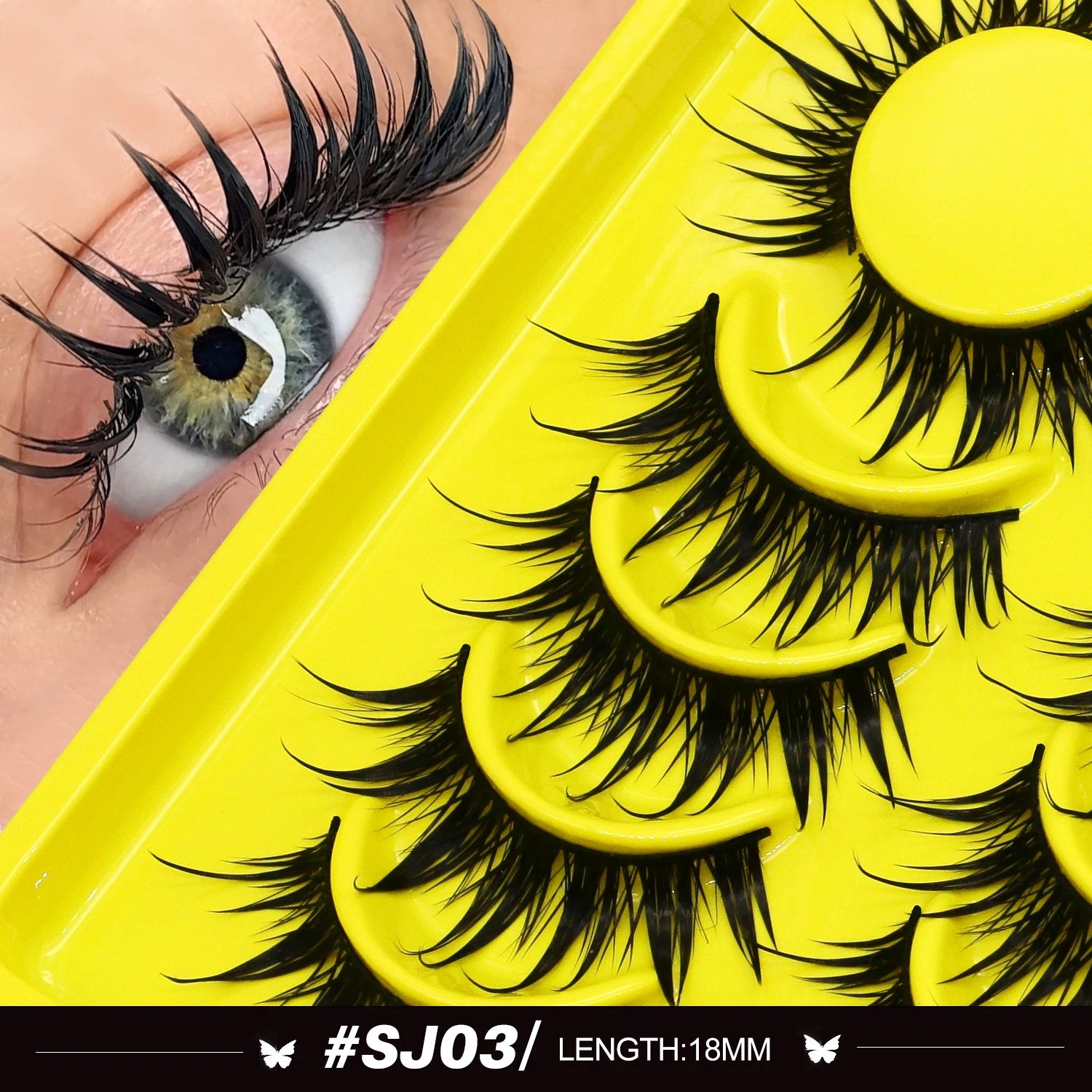 Lasvirey Cat Eye Lashes Manga Lashes Styles 3D Faux Mink Lashes Soft Cross Wispy Natural Winged End Eye Elongated Eyelash Makeup