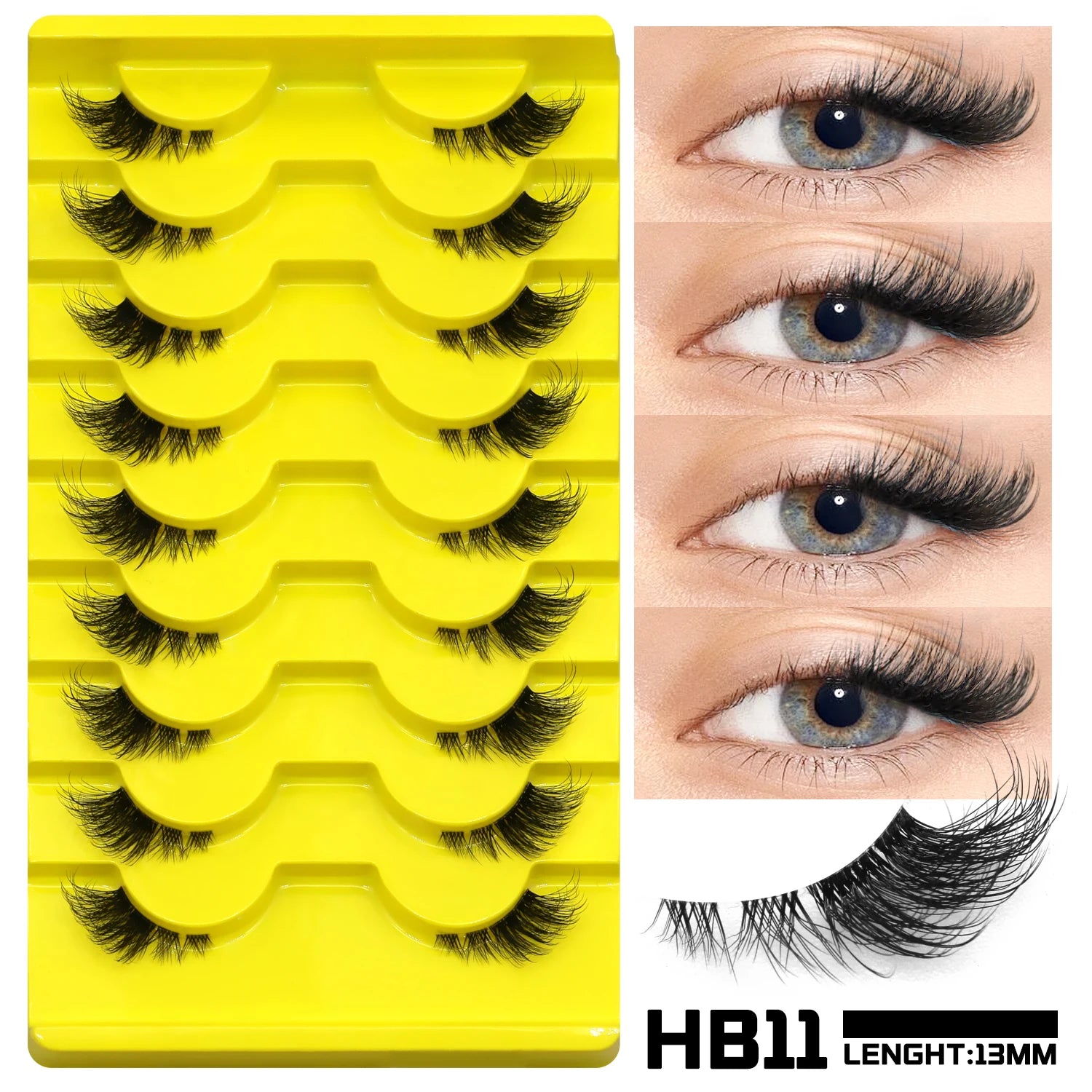 False Eyelashes Cat Eye Lashes Natural Long Half Eye Lashes Short Wispy Clear Band Lashes 3D Faux Mink Lash Multipack