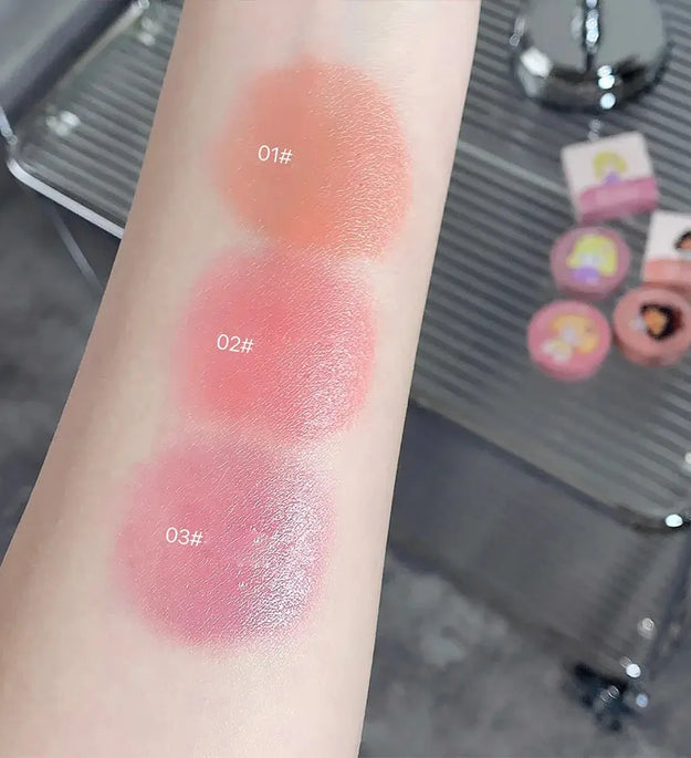 Cushion Blush Blendable Shade with Powder Puff Whitening without Sticking Long Lasting Gege Bear Makeup Blusher