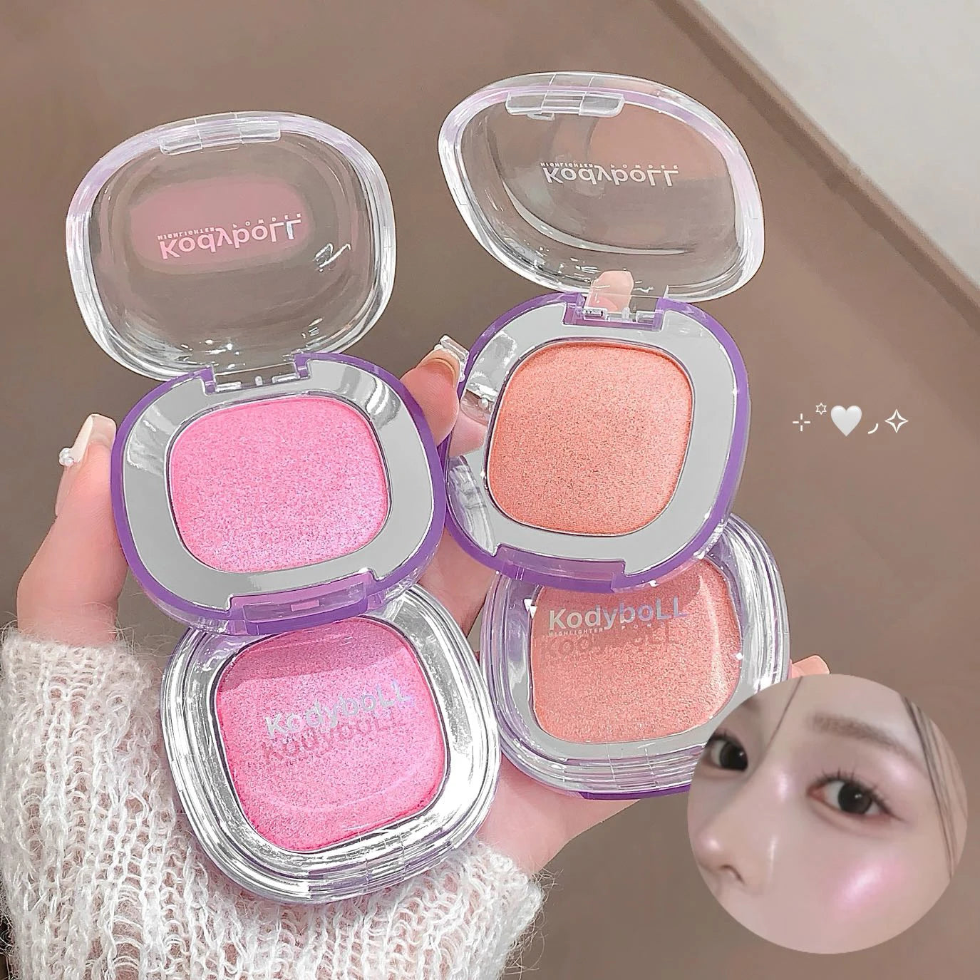 Diamond Highlighter Cream Facial Brightening Shimmer Long-Lasting Contouring Natural Blush Rouge Cream for Face and Eyes Makeup