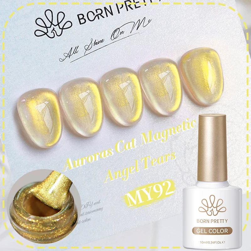 BORN PRETTY 10ml Cat Magnetic Gel Sparkling Ultra Gold Glitter Soak Off UV LED Gel Nail Art Varnish Manicure Valentine's Day