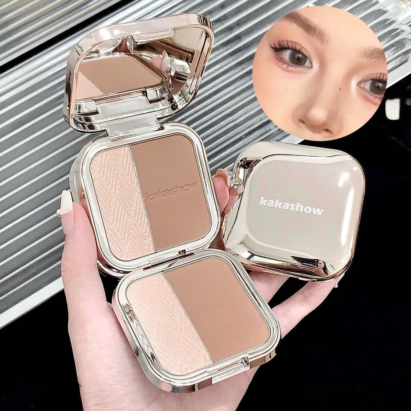 1Pc Shimmer Highlighter Bronzer Palette Matte Face Shading Grooming Powder Makeup Long-Lasting Face Contouring Bronzer Cosmetics